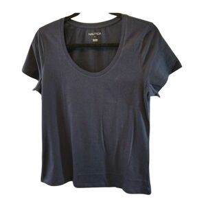 NAUTICA, NWOT, NAVY CLASSIC LIGHTWEIGHT TEE, SIZE LARGE, TRUE TO SIZE,